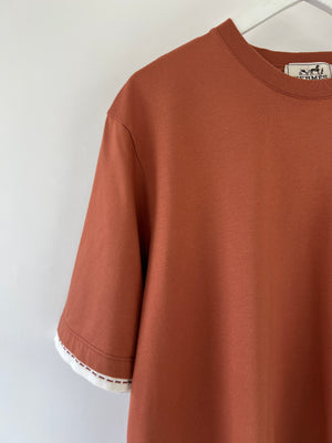 Hermès Orange Short Sleeve T-shirt with Stitched Arm Detail Size FR 46 (UK 36)