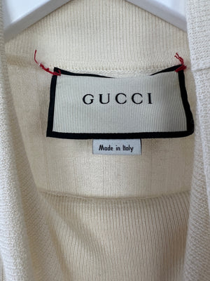 Gucci Cream Ribbed Knit Roll Neck Long Sleeve Jumper size M (UK 8)