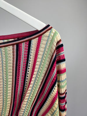 Missoni Pink Crochet Striped Long Sleeve Top IT 44 (UK 12)