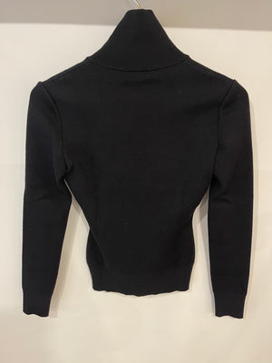 Alaïa Black Wool Half-Zipped Long-Sleeve Jumper Size FR 34 (UK 6)