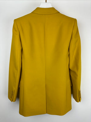 Saint Laurent Mustard Yellow Double Breasted Long Blazer FR 34 (UK 6)