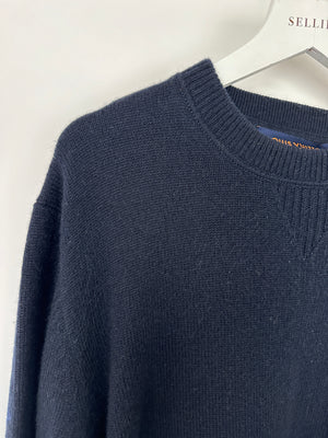 Louis Vuitton Menswear Navy Monogram Long Sleeve Jumper Size FR 54 (UK 44)