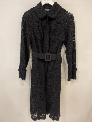 Dolce 
Gabbana Black Crochet Maxi Coat with Belt Size IT 38 (UK 6)