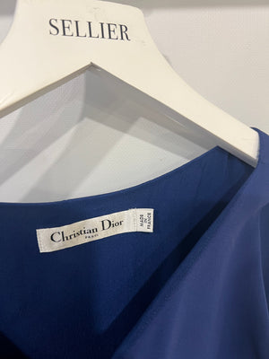 Christian Dior Electric Blue Silk Midi Dress with Shoulder Detailing Size FR 38 (UK 10)