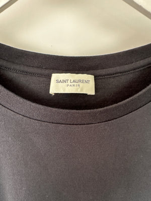 Saint Laurent Black Cotton Logo T-Shirt Size Medium (UK 10)