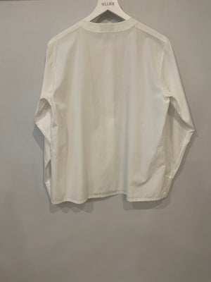 Chanel White Long-Sleeve Shirt with Crystal Button Details Size FR 38 (UK 10)