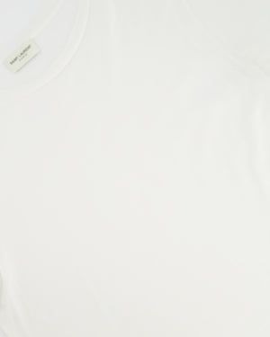 Saint Laurent White Cropped Short-Sleeve T-Shirt with Logo Detail Size S (UK 8)