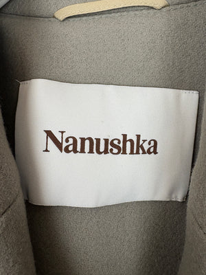 Nanushka Sage Green Long Wool Coat with 3 Pocket Detail Size S (UK 8)