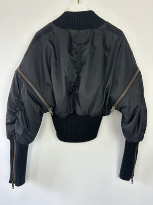 Gucci Black Cropped Bomber Jacket with Detachable Sleeve Detail Size IT 38 (UK 6)