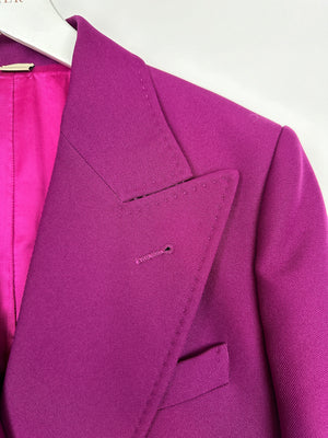 Gucci Purple Double Breasted Blazer With Gold Button Detail Size IT 40 (UK 8)