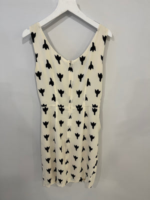 Prada White with Black Prints Mini Sleeveless Dress Size IT 38 (UK 6)