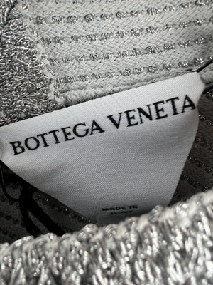 Bottega Veneta Silver Metallic Jumper with Fringe Details Size S (UK 8) RRP £1210