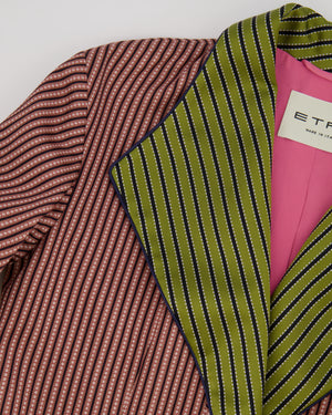 Etro Pink and Green Striped Silk Coat with Belt FR 38 (UK 10)