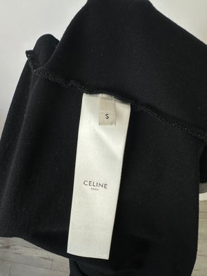 Celine Menswear Black No 16 Logo Long Sleeve Double Lined Top Size EU 46 (UK S)