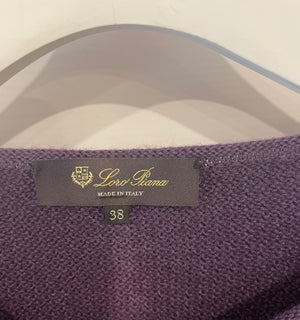 Loro Piana Purple Cashmere Jumper with Silver Logo Detail Size IT 38 (UK 6)