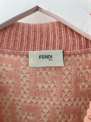 Fendi Kids Pink FF Logo Button Down Cardigan Size 12A