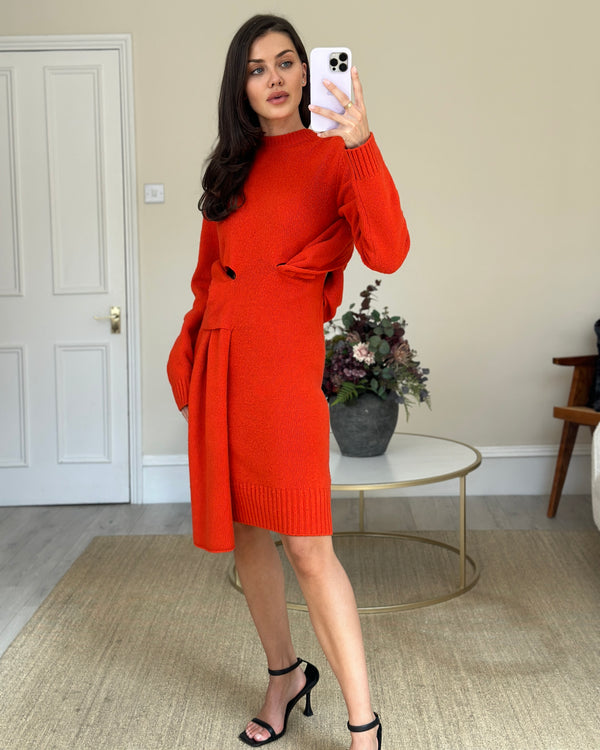 *FIRE PRICE*Bottega Veneta Orange Fall 2019 Wool Cut-Out Midi Dress IT 38 (UK 6)