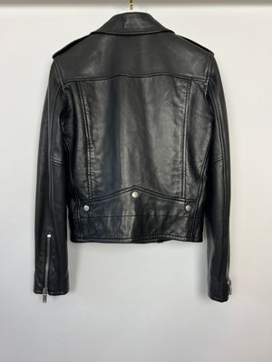 Saint Laurent Black Leather Biker Jacket Size FR 36 (UK 4)