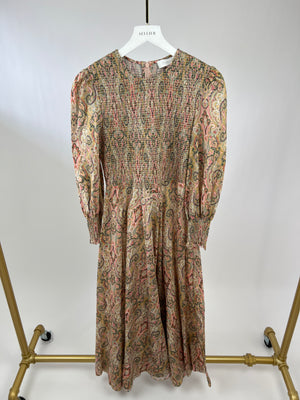 Zimmermann Pink Long Sleeve Paisley Print Maxi Dress Size 2 (UK 12)