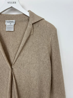 Chanel 99/A Beige Cashmere Long Sleeve Cardigan Size FR 40 (UK 12)