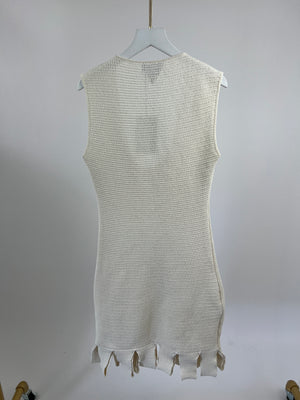 Bottega Cream Open-Knit Cotton Blend Mini Dress Size L (UK 14)