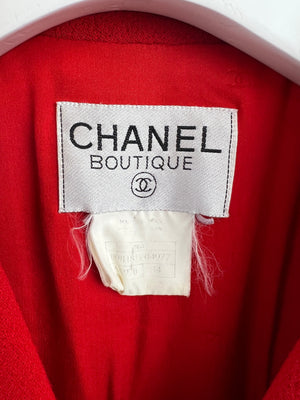 Chanel Vintage Red Jacket with Gold CC Logo Button Details FR 34 (UK 6)