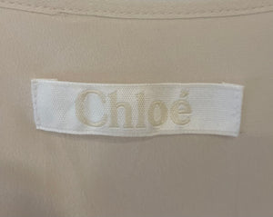 Chloe Beige Silk Lace Mini Sleeveless Dress with Button Detail Size FR 38 (UK 10)