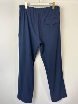 Louis Vuitton Menswear Navy Drawstring Trousers with Logo Patch Detail Size FR 46 (UK XL)