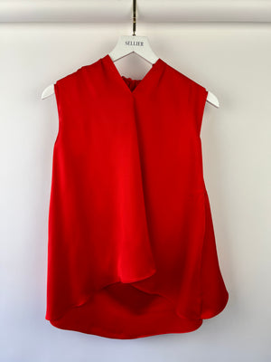 Alexander McQueen Red Silk Halterneck Top with Bow Detail FR 36 (UK 8)