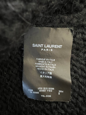 Saint Laurent Black 
Grey Knit V-Neck Cardigan Size S (UK 8)