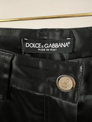 Dolce 
Gabbana Black Satin Long Shorts Size IT 38 (UK 6)