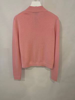 Louis Vuitton Baby Pink Cashmere Zipped Cardigan with Silver Logo Details Size XS (UK 6)