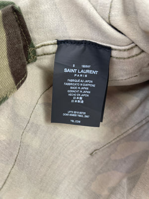 Saint Laurent Khaki Camouflage Jacket with Patch Detailing Size S (UK 8)