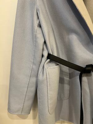 Loro Piana Grey/Blue Reversible Baby Cashmere Jimi Jacket with Leather Belt Size L (UK 12) RRP £5,055