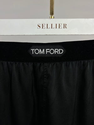 Tom Ford Black Band Boxer Satin Shorts Size XS (UK 6)