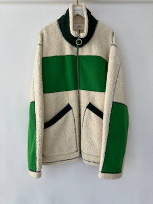 AMI De Coeur Menswear Zipped Teddy Off-White and Green Teddy Jacket Size XL (UK 44)