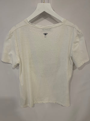 Christian Dior White Diorspatial Printed T-Shirt Size M (UK 10)