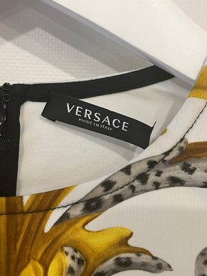 Versace Black, White and Gold Baroque Print Long-Sleeve Bodysuit Size IT 42 (UK 10)