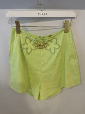 Cult Gaia Light Green Top and Short Set with Floral and Chain Details Size US 2-4 (UK 6-8)