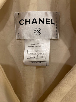 Chanel Cream Wool Jacket with Textured CC Button Details Size FR 38 (UK 10)