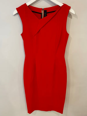 Roland Mouret Neon Red Sleeveless Midi Dress Size FR 38 (UK 10)