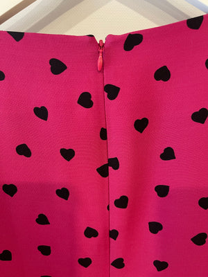 Valentino Hot Pink Heart-Printed Mini Dress with Ruffle Sleeve Details Size IT 40 (UK 8)