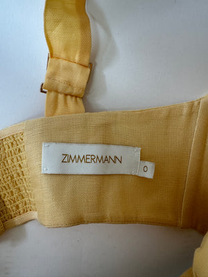 Zimmermann Yellow Linen Corset Crop Top Detail Size 0 (UK 8)