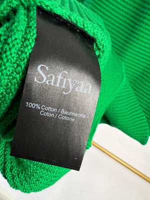 Safiyaa Green Knitted Midi Dress with Button Collar Detail Size S (UK 8)