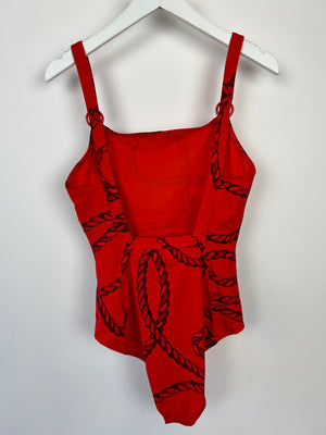 Hermès Red Cordelieres Jer One-Piece Swimsuit Size FR 36 (UK 8)