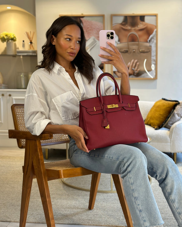 Hermès Birkin 35cm Bag in Rouge Grénate Togo Leather with Gold Hardware