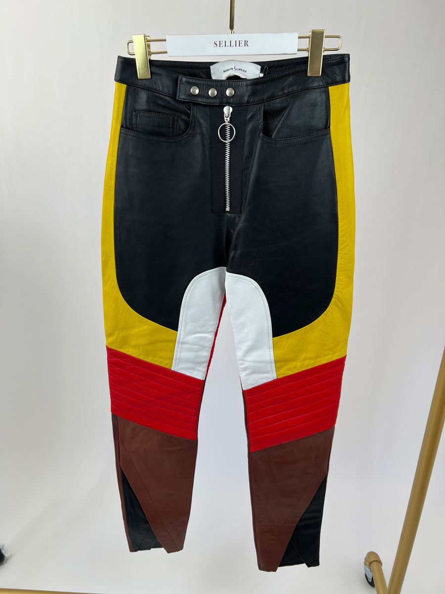 Marques
 Almeida Multi-Colour Panelled Biker Pants with Zip Detail FR 36 (UK 8)