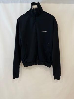 Balenciaga Black Zipped Jacket with White Logo Detail Size IT 48 (UK 16)