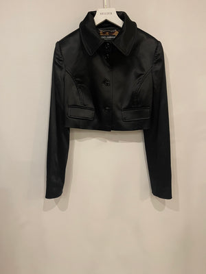 Dolce 
Gabbana Black Nylon Cropped Jacket with Buttons Size IT 40 (UK 8)