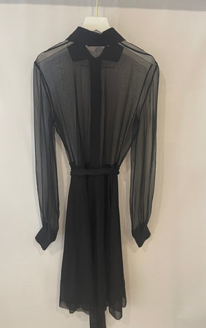 Givenchy Black Silk Button-Up Mini Long-Sleeve Dress Size FR 38 (UK 10)